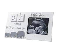 Marco de fotos para ecografía de bebé, marco de ultrasonido a base de madera de 9 x 5 con semanas de cuenta regresiva, revelación de género creativa para mujeres embarazadas