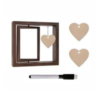 Marco de fotos para fotos de 4 x 6 pulgadas, soporte giratorio de doble cara con tablero de mensajes en forma de corazón personalizable, decoración del hogar