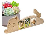 Marco De Fotos Para Mascotas - Memorial Ajustable, Decoración De Escritorio, Soporte De Diseño De Gato De Peluche Con Recuerdo De Perro De Madera, Regalos De Condolencia Para Fotos | Estante De E