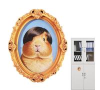 Marco de fotos para nevera, 9 x 7,2 x 0,7 cm, marco ovalado tallado vintage, bonito imán decorativo para nevera con estampado de conejillo de indias, regalo de decoración de vacaciones, hogar, oficina