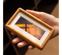 Marco de fotos pequeño de 10 x 30 cm, elegante marco de fotos de madera maciza en acabado de nogal con alfombrilla, marcos de fotos de madera para decoración del hogar (color madera)