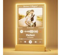 Marco de fotos personalizable con luz nocturna de Spotify, placa de canción con imagen, regalos para novio, novia, pareja, aniversario de San Valentín