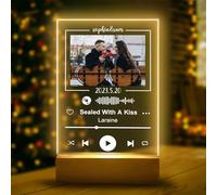 Marco de fotos personalizable con placa de Spotify, canción acrílica personalizada con cubierta de álbum de fotos, luz nocturna LED con imagen, regalos para novio y novia