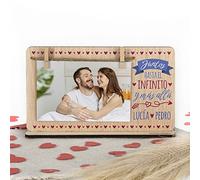 Marco de Fotos Personalizado a Todo Color San Valentin.Marco cuelga Fotos con Pinzas de Madera.Regalo Enamorados (hasta el Infinito y mas Alla)