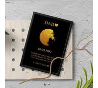 Marco de fotos personalizado con diseño de luna, fase lunar, arte de pared, regalo de cumpleaños personalizado para el día en que naciste, mapa de estrellas por fecha, regalo del día de la madre (A4)