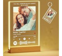 Marco de fotos personalizado con placa Spotify - Portada de álbum de canciones de acrílico personalizado con tu canción favorita, foto, texto, base, luces LED opcionales, regalos para hombres, mujeres