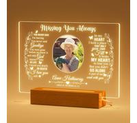 Marco de fotos personalizado, regalo de condolencias, luz nocturna conmemorativa, regalos de duelo, placa conmemorativa, marco de fotos, decoración de mesa para la pérdida de un ser querido