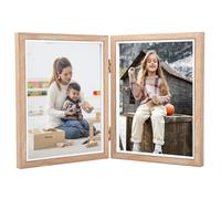 Marco de Fotos Plegable, Marco Fotos Doble, Marco 3 Fotos, Marco de Madera, Marco de Fotos Verticales Triple Madera, Marco de Fotos de Boda para 10x15cm y 15x20cm Foto (Coplas de seis pulgadas)