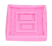 Marco de fotos retro y marco de espejo Molde de silicona Fondant Herramienta de decoración de pasteles Molde de arcilla de caramelo de chocolate para hacer pasteles Diy Chocolates(Rosa)