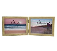 Marco de fotos Smiling Art para 2 fotos de madera MDF con cristal, marco 3D, horizontal, beige, 2 x 13 x 18 cm