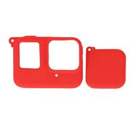 Marco de Funda de Silicona con Tapa de Lente para Insta360 Ace Pro, Cámara de Acción, Carcasa Protectora Impermeable a Prueba de Golpes con Cubierta de Lente (Rojo)