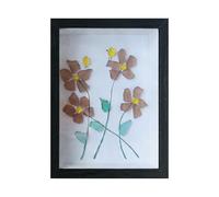 Marco de imagen de cristal de mar - Sea Glass Flower Bird, decoración de escritorio hecha a mano estilo costero, pantalla con soporte de pie, marcos de imagen de arte de pie elegantes para el hogar