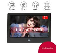Marco de Imagen Digital HD de 7 Pulgadas, Reproductor de Medios publicitarios con una Alta definición de 1024 Veces; Pantalla de 600 LED con Control Remoto, Calendario de Soporte, función de Alarma,