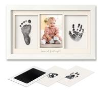 Marco de kit de manos y huellas para bebés sin tinta, marco de fotos personalizado para recién nacido, marco de bebé sin desorden, kit de huellas de bebés, regalos de baby shower (blanco alpino)