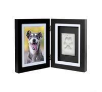 Marco de madera con capacidad de impresión de patas de arcilla con estructura plegable diseñado específicamente para emparejar fotos e impresiones de mascotas (marco negro)