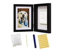 Marco de madera con capacidad de impresión de patas de arcilla con estructura plegable diseñado específicamente para emparejar fotos e impresiones de mascotas (marco marrón)