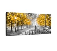 Marco de madera Grande Árbol de otoño Amarillo Cuadros Decoracion Salon Modernos Cuadros Abstractos Pintura Lienzos decorativos Cuadros Decorativos Salón Dormitorio Listo para colgar 120x50cm
