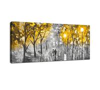 Marco de madera Grande Árbol de otoño Amarillo Cuadros Decoracion Salon Modernos Cuadros Abstractos Pintura Lienzos decorativos Cuadros Decorativos Salón Dormitorio Listo para colgar 120x50cm