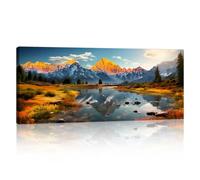 Marco de Madera Grande Naranja Otoño Paisaje Cuadros Decoracion Salon, Modernos Cuadros Naturaleza Nevado Montaña Puesta de sol Pintura Lienzos Decorativos Dormitorio Comedor Oficina 120x50cm