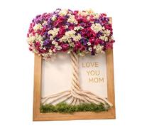 Marco de madera único con temática de flores con diseño de texto intercambiable, pequeña decoración del hogar, foto familiar de madera con flores y letras para regalo del día de la madre, día de San