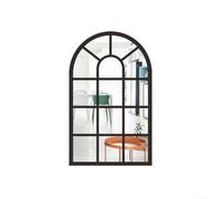 Marco de madera y adhesivo de pared de espejo acrílico en diseño de ventana de imitación para una decoración única y creativa de la habitación con función propia (negro)