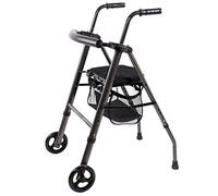 Marco de marcha negro para ancianos, carro de aluminio antideslizante, bastón de caminar con hospital Star of Light