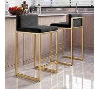 Marco de metal moderno cocina desayuno bar herramientas conjunto de 2 Counter Stools with Backrest for Kitchen Island/Pub Square Bar Chairs for Stylish Home Decor