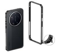 Marco de metal sin cubierta trasera compatible con Xiaomi Mi 17 Ultra Leica versión, mate sin marco, a prueba de golpes, anticaída, funda básica, protección de disipación de calor, ligero (Black)