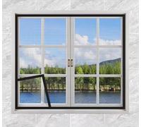 Marco de mosquitera para ventana de 80 x 120 cm con sello magnético, pantalla extraíble fácil de instalar para mantener a los mosquitos, moscas e insectos fuera para ventanas de dormitorio, cocina o