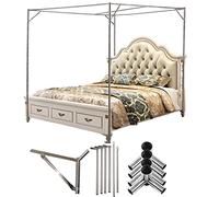 Marco de mosquitera, soporte para mosquitera, red de cama con dosel, marco de acero inoxidable con barra inclinada, barra para colgar ventilador, prensatelas, marco en T, soporte de cama de 25 mm de