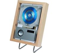 Marco de música for Pared con Reproductor de CD, Marco de Fotos Decorativo con música de 8 W, Salida Bluetooth 5.1 bidireccional, USB/AUX, Control Remoto, Altavoces y 6 Luces(Natural Wood Color)