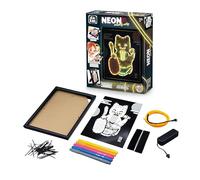 Marco de neón Maneki-Neko - Kit DIY para niños - Colorie, ensambla y Enciende el Gato de la Felicidad - 3 Modos de luz - Pose o suspende - Instrucciones ilustradas - a Partir de 7 años - FK015