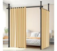Marco de pantalla divisora de habitación con barra de cortina, barras de cortina sin taladrar Paravent, flexible, ajustable, divisor de habitación de pie y colgante para sala de estar, dormitorio, A