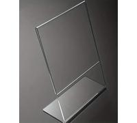 Marco de plexiglás de mesa, porta menús transparente, portafotos de mesa, expositor publicitario, expositor para folletos, folletos, folletos, folletos (transparente, 18 x 24 cm vertical)