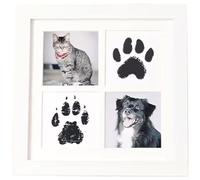 Marco de recuerdo de bebé con almohadilla de tinta de huellas y cuatro papeles de impresión para crear pantallas de memoria personalizadas en interiores (blanco)