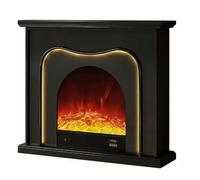 Marco de repisa de chimenea Chimenea eléctrica con repisa, marco de roble blanco macizo, realista(Negro)