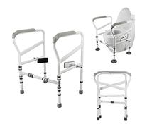 Marco de soporte para inodoro, soporte para inodoro, riel para inodoro, barandilla médica, ayuda para inodoro con grandes alfombrillas antideslizantes, para todas las personas mayores con discapacidad