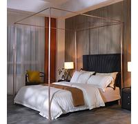 Marco de toldo de cama de acero inoxidable para camas tamaño Queen, 4 conectores de metal en T de esquina con soporte de red de mosquitos de aleación de aluminio, se adapta a camas individuales