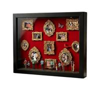 Marco de vitrina de recuerdo familiar - 31,4 x 22,7 x 3,7 cm vitrina de madera DIY, juego de tributo de relaciones personalizado, 8 minifiguras | Regalos de boda de San Valentín para mujeres y hombres