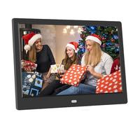 Marco Digital de Foto 10 Pulgadas LED Pantalla Resolución 1024 * 600 Reproductor de Fotos Música Video, MP3 MP4 Despertador Calendario Ranuras con Tarjetas USB y SD y Control Remoto (Negro)
