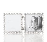 Marco doble de metal plateado brillante de 4 x 4, brillo transparente