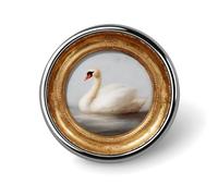 Marco dorado dorado con broche redondo de cisne para hombres y mujeres, insignia, collar, vestido, chaqueta, mochila, accesorios