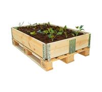 Marco elevado de madera para parterres, apilable natural, 120 x 80 cm, cama de flores elevada, sistema de embutir, extensible, lecho de flores, cama de cultivo, marco de paleta, marco apilable