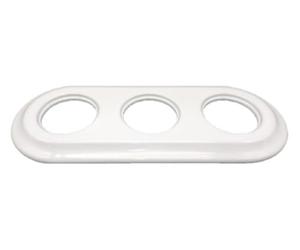 Marco empotrable de 3 elementos, porcelana blanca, diseño moderno, ideal para crear interruptores y tomas de corriente en paredes.
