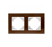 Marco empotrable de aluminio marrón, 2 elementos, horizontal, ideal para regulación de luz y diseño de interiores.