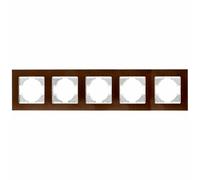 Marco empotrado de aluminio marrón, 5 elementos horizontales, ideal para instalaciones eléctricas y decoración de interiores.