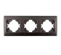 Marco empotrado horizontal de 3 elementos en grafito, ideal para instalaciones eléctricas y decorativas.