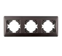 Marco empotrado horizontal de grafito, 3 elementos, ideal para instalaciones eléctricas y decorativas.