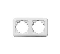 Marco empotrar 2 elementos, 80x150mm, color blanco, incluye bolsa blister; ideal para instalaciones eléctricas y decoración de espacios.