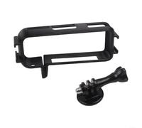 Marco extendido para zapata fría con adaptador para Insta360 X4 AIR, carcasa protectora de silicona con 2 conectores de zapata fría para micrófono y luz, horizontal y vertical (negro horizontal)